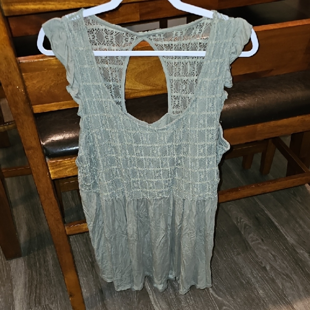 Womens plus sz 3X Lace Tank Top....Green